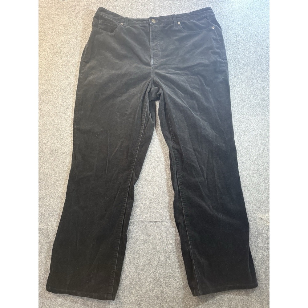 Talbots woman's ‎ Black pants Corduroy High-waist Straight-Leg Curby Size 16